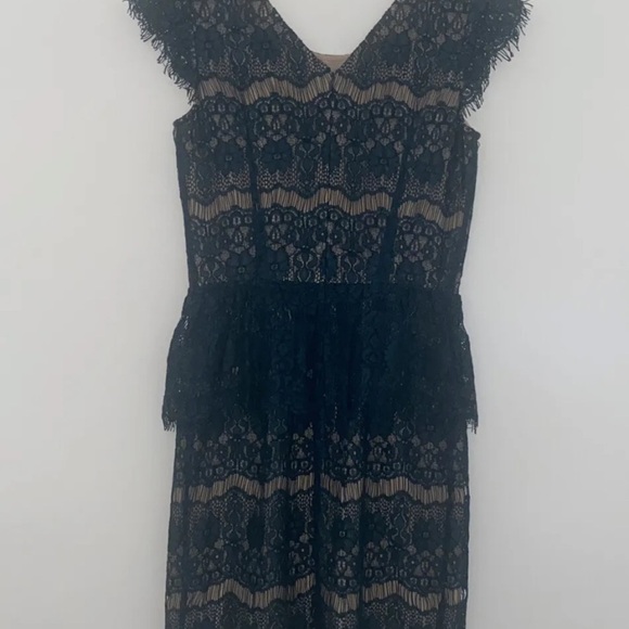 Maeve Anthropologie Elsa Floral Lace Overlay Peplum Sheath Dress Womens XS (489) - Picture 4 of 7